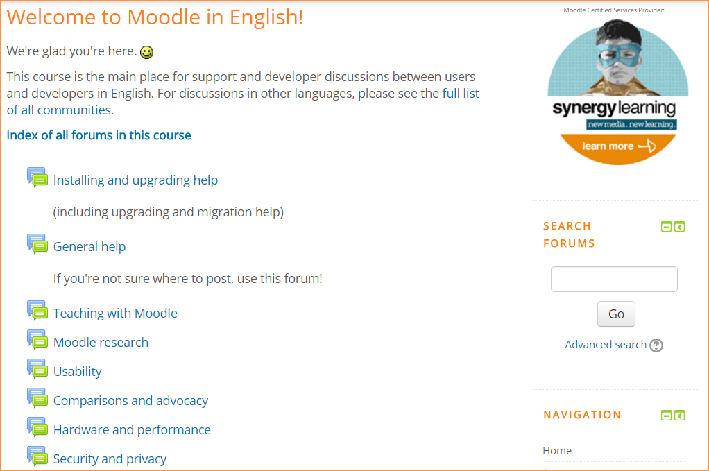 Moodle in English forums